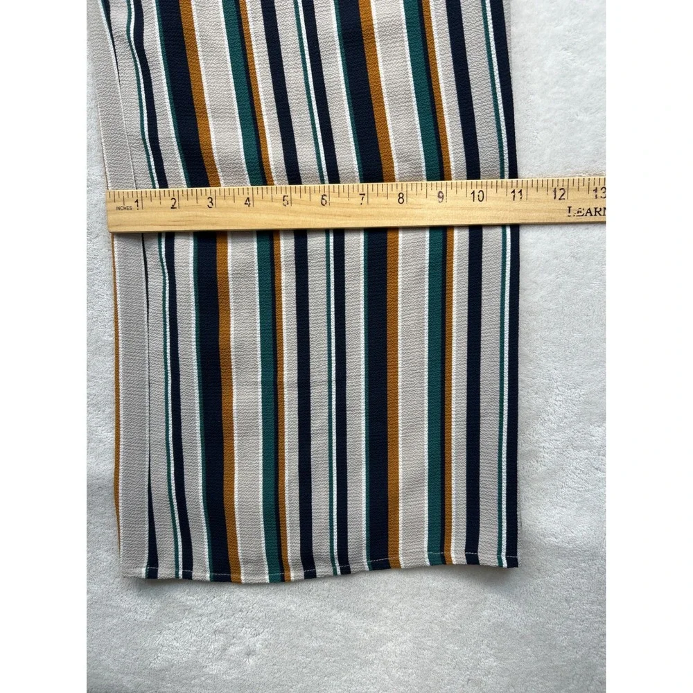 Maurices Jumpsuit‎ Womens M Neutral Colors Striped Wide Leg Wrap V-Neck Belted